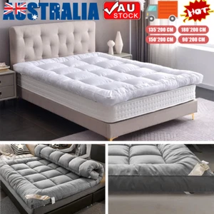 Bed Pillowtop Mattress Topper Mat Pad Protector Cover Single Double Queen King - Picture 1 of 17