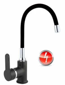 Niederdruck Wasserhahn FLAMINGO Küche Küchenarmatur flexibler Auslauf schwarz - Bild 1 von 1