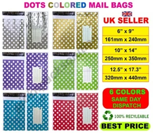 Polka Dot Mailing Bags Printed Post Poly Plastic Coloured Strong Seal All Sizes - Picture 1 of 18