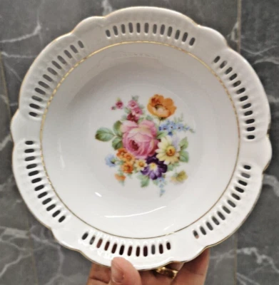 Cuenco reticulado floral vintage Schumann Arzberg Baviera Alemania Foto 1 de 4