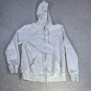 H & M Basic Men's Small Light Gray Off White Full Zip Hoodie With Pockets - Picture 1 of 7