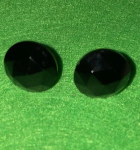 Earrings Vintage Black Faceted Glass Disk Clip-On Earrings Screw Back - Picture 1 of 9