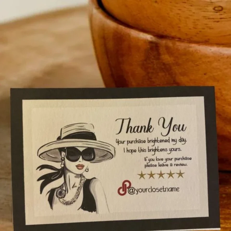 Juego de 100 tarjetas glamorosas gracias por tu pedido - Tarjetas de reseña del cliente Foto 1 de 3