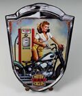 Blechschild Khlergrill Form - Motor Gas Cycles , Pin Up an Zapfsule - 35x25 
