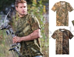Russell Outdoors Mossy Oak Realtree Mens S-3XL 100% Cotton Pocket Camo T-shirts
