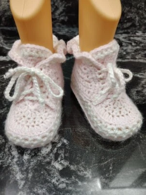 Zapatos de bebé de ganchillo rosa blanco Foto 1 de 4
