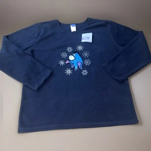 Brand NEW Womens Disney Eeyore Blue Embroidered Fleece Sweatshirt Size Large Fun - Picture 1 of 24