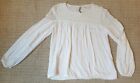 Zara Girls Long Sleeve White Linen Top with embroidered detail. Age 13-14