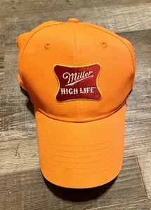 Vintage Miller High Life Trucker Hat Adjustable Cap Orange Hunting Beer - Picture 1 of 2