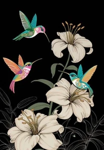 Bug Art Hummingbirds & Lily Embossed Foiled Effect Blank Greeting Card Birthday - Picture 1 of 1