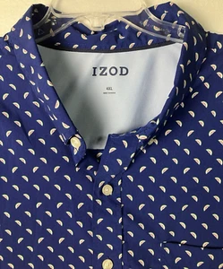 IZOD Men's Bright Blue Watermelon Pattern S/S Active Button Down Shirt SZ 4XL - Picture 1 of 7