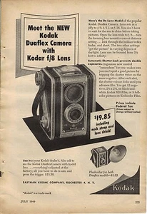 Original 1949 Kodak Duaflex Camera Magazine Ad - Imagen 1 de 1