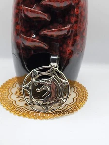 Sterling silver Pendant/medallion, wolf design, over 50mm high polished,new #  - Picture 1 of 8