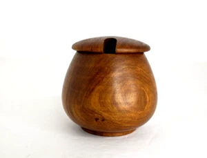 Hand Turned Wood vessel Honey Pot with Lid - Mid Century Modern Style #44 - Picture 1 of 11