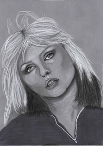 Original Monochrome pencil Artwork portrait picture Debbie Harry group Blondie - Picture 1 of 3