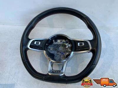 2015-2017 VOLKSWAGEN GOLF GTI STEERING BLACK LEATHER RED STITCHING WHEEL OEM 17 - Image 1 of 4