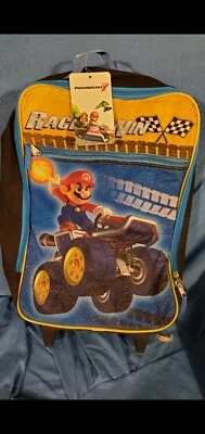 Super Mario Brothers Race to Win Rolling 16" Adjustable Backpack Luggage Bag-New Foto 1 de 2