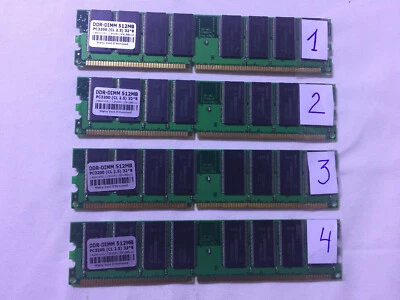 Lot of 4 Pcs INFINEON HYB25D256800BT-5 512MB DDR1 PC-3200 400MHz Computer Memory - Image 1 of 4