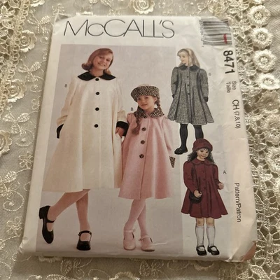 McCall’s 8471 Girls Coat Pattern Size 8-10 UNCUT Vintage Style Outerwear - Image 1 of 4