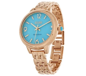 RELOJ ECCLISSI BELLEZA DURMIENTE TURQUESA CHAPADO EN ORO 14K PLATA ESTERLINA NUEVO EN CAJA - Imagen 1 de 12