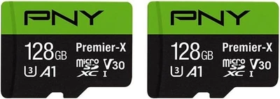 PNY P-SDU128X2V31100PX-GE 128GB Premier-X Class 10 U3 V30 128GB, Black, Green  - Image 1 of 4