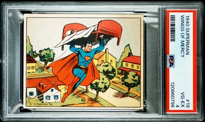 1940 SUPERMAN CARD #19 WINGS OF MERCY PSA 4 VG-EX PHILADELPHIA GUM INC. - Image 1 of 2