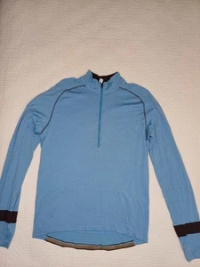 Ibex 100% Large Merino Wool Cycling 1/2 Zip Sweater Men’s Blue Gray Back Pockets - Picture 1 of 12