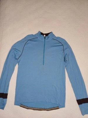 Suéter Ibex 100% Grande Lana Merino Ciclismo 1/2 Cremallera Para Hombre Azul Gris Bolsillos Traseros Foto 1 de 4