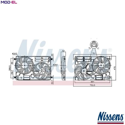FAN ENGINE COOLING 850096 FOR FORD GRAND/C-MAX/Van KUGA/II/VAN FOCUS/III 1.5L - Image 1 of 4