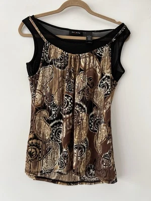 Vintage Style Axcess Tank Top Brown Paisley Pattern Size Medium - Image 1 of 4