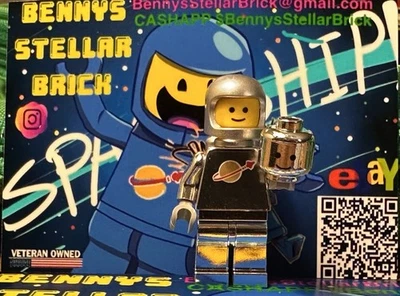 LEGO Classic Spaceman Chrome Silver W/ Custom Accessories Minifigure - Image 1 of 4