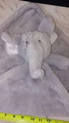 Soft Elephant Head Baby Security Blanket See Pictures  Grey Snuggle Buddy - Image 1 of 4