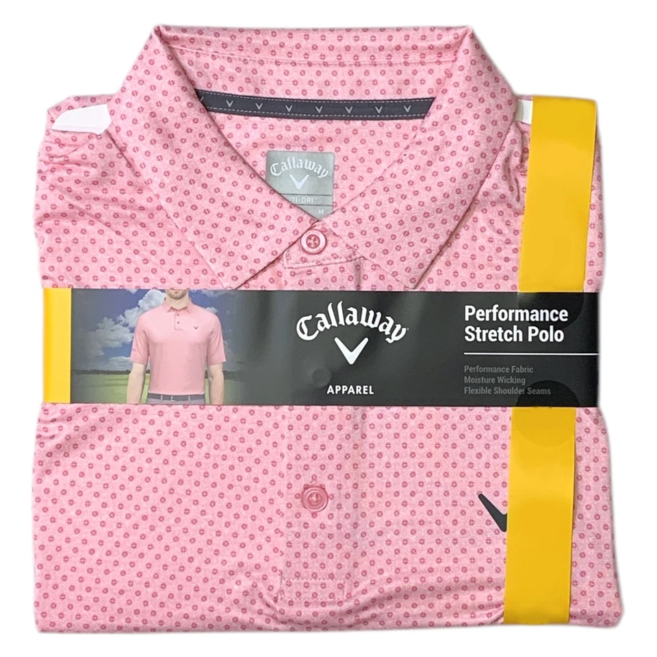 Callaway Moisture Wicking Short Sleeve Golf Polo Sea Pink XL