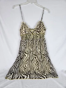 Rubber Ducky Couture Zebra Print Sundress Twirl Plunge Dress Womens Sz Large - Picture 1 of 7