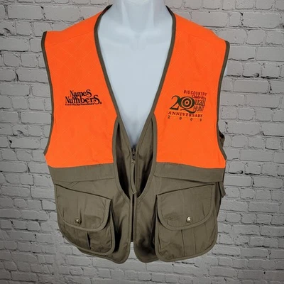 Boyt Harness Co Orange & Brown Waxed Cotton Quail Hunt Padded Vest Size Medium M - Image 1 of 4