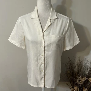 Blusa De Colección Silkhana de Dama Manhattan Abotonada Crema Marfil Manga Corta Talla 10 - Imagen 1 de 7