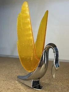 Vintage Packard Chrome Swan / Bugler Hood Ornament amber Wings Flying Windrider - Picture 1 of 10