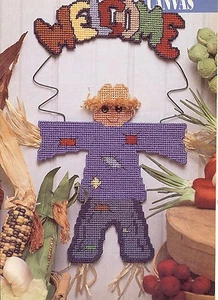 **WELCOME SCARECROW DOOR DECOR*PLASTIC CANVAS PATTERN** - Picture 1 of 1