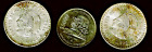 Mexico, 7 coin mixed lot, 1843 1/2 Real silver, 1887 Centavo, 1947 &'48 5 Peso +