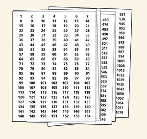 PEGATINAS NUMERADAS 1-1078 SECUENCIALES BLANCAS~3/8""x1"" ETIQUETAS RECTANGULARES CONSECUTIVAS - Imagen 1 de 2