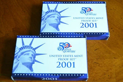 2001 US MINT PROOF SET w/STATE QUARTERS & COA 10 COINS in US Mint package w/COA - Image 1 of 3