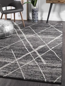 Charcoal Extra Large Area Floor Rug Modern Design Transitional Mat Free Shipping - Picture 1 of 24