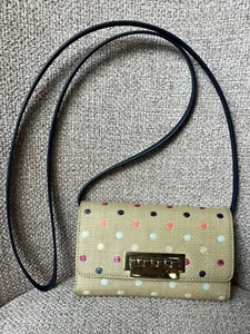 Authentic Zac Posen Earthette Wallet Crossbody Clutch Purse Polka Dot - Picture 1 of 6