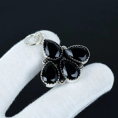Pendente In Argento Sterling 925 Con Gemma Spinello Nero Per Fidanzata - Immagine 1 di 4