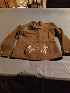  Rue 21  Leather Suede With  Flowers Jacket size S Coat B-26 - Picture 1 of 10