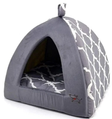 Brand New Pet Tent Soft Bed for Dog & Cat 19"x19"x19" Gray Lattice - Image 1 of 2