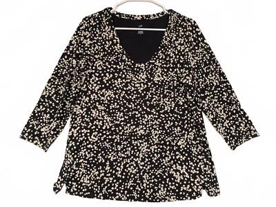 Camiseta para mujer J.Jill costura delantera en algodón a lunares negro y crema mediana Foto 1 de 4