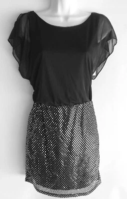 Ruby Rox Black Flutter Sleeve Sparkle Chiffon Dress, Juniors' Women's Small - Image 1 of 4