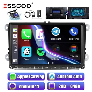 9" Autoradio DAB+ Carplay Android 14 2+64G GPS Kam Für VW GOLF 5 6 Touran Tiguan - Bild 1 von 14