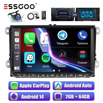 9" Autoradio DAB+ Carplay Android 14 2+64G GPS Kam Für VW GOLF 5 6 Touran Tiguan - Bild 1 von 4